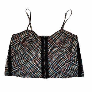 Intimately Free People Plaid Lace Cami Crop Top Adjustable Spaghetti Strap Large